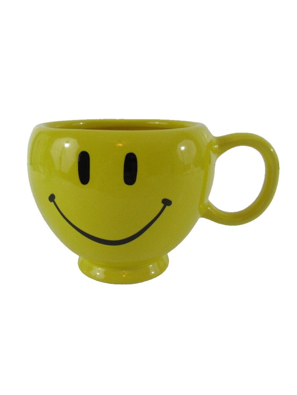 Vintage Teleflora Smiley Face Mug Yellow Ceramic Pedestal Coffee Cup